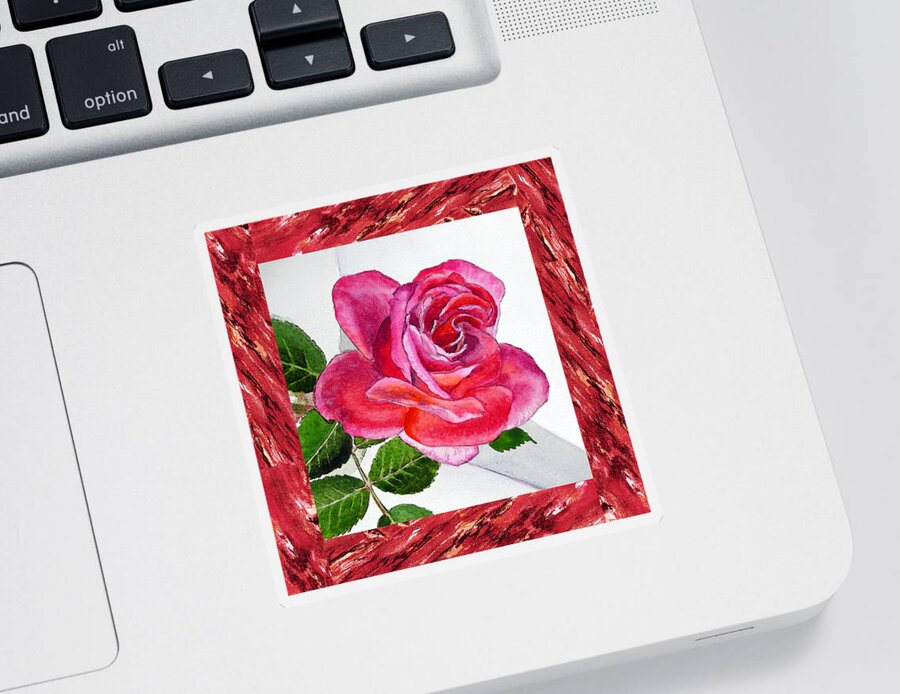 Juicy Sticker featuring the painting A Single Rose Juicy Pink by Irina Sztukowski