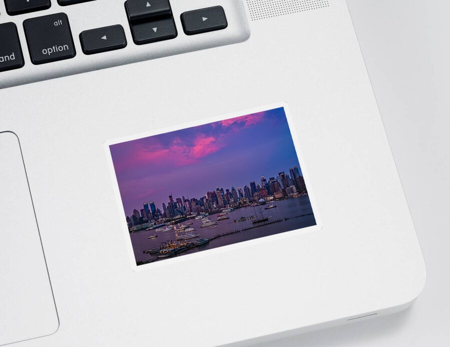 Manhattan Sticker featuring the photograph A Spectacular New York City evening by Susan Candelario