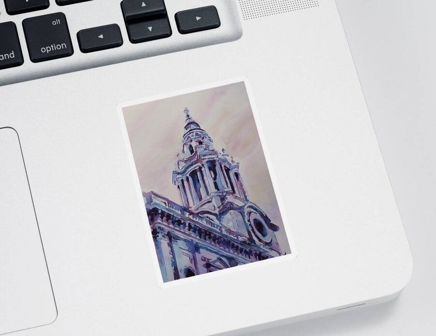Saint Paul's Sticker featuring the painting A Spire of Saint Paul's by Jenny Armitage
