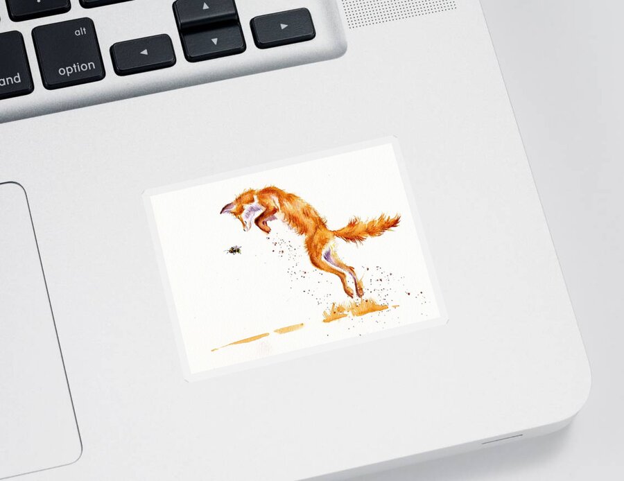 Fox Sticker featuring the painting Red Fox - A Summer Jumper by Debra Hall