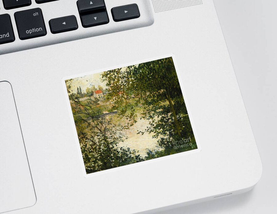 Claude Monet Sticker featuring the painting A View Through the Trees of La Grande Jatte Island by Monet by Claude Monet