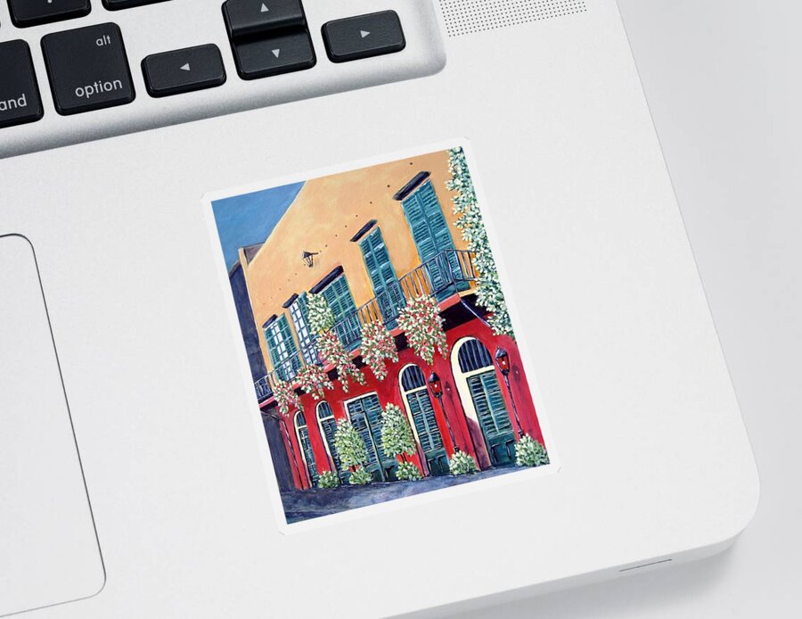 Louisiana Art Sticker featuring the painting A Visit to New Orleans by Suzanne Theis