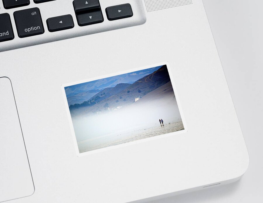 Scenic Sticker featuring the photograph A Walk in the Evening Fog by AJ Schibig