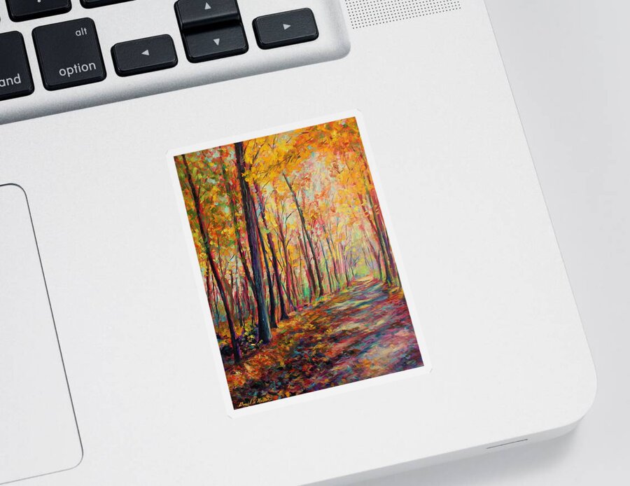 Fall Sticker featuring the painting A warm autumn day by Daniel W Green