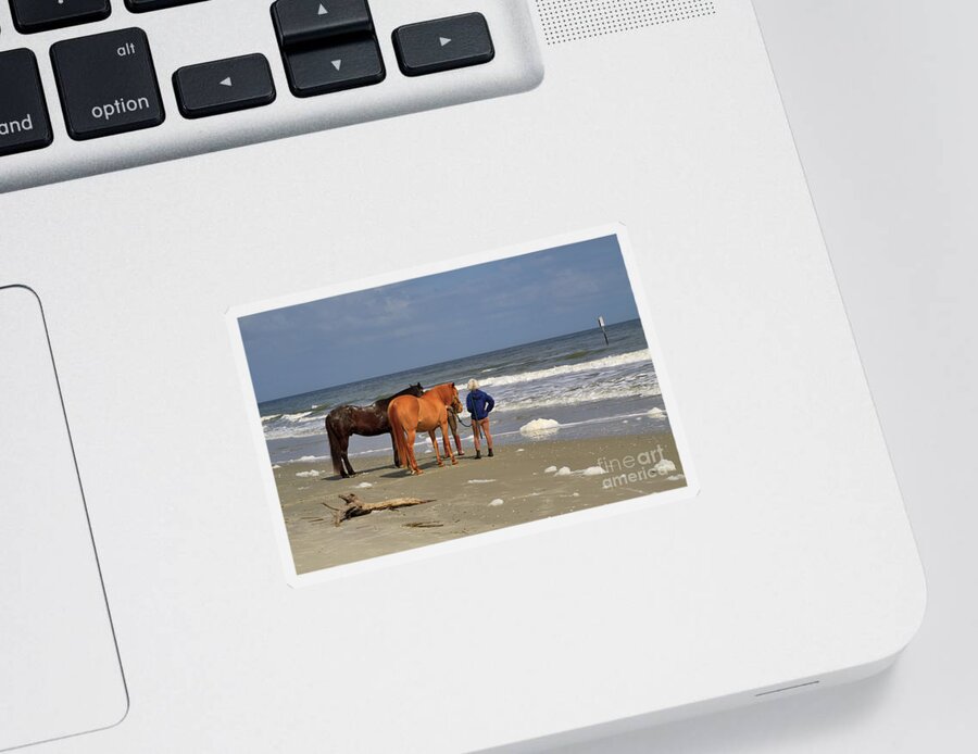 Sea Foam Sticker featuring the photograph A Windy Day at Hunting Island Beach by Louise Heusinkveld
