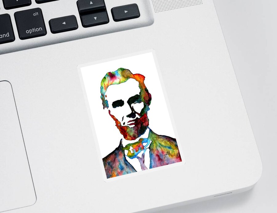 Abraham Lincoln Sticker featuring the painting Abraham Lincoln original watercolor by Georgeta Blanaru