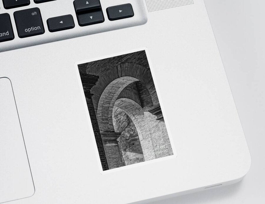 Abstract Sticker featuring the photograph Abstract Arches Colosseum Mono by Antony McAulay