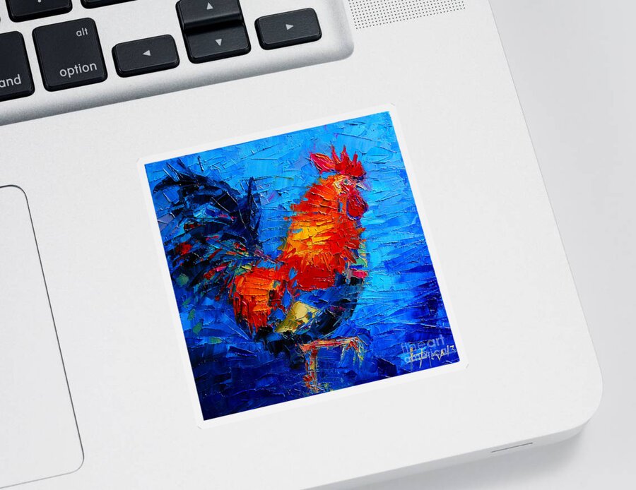 Abstract Colorful Gallic Rooster Sticker featuring the painting Abstract Colorful Gallic Rooster by Mona Edulesco