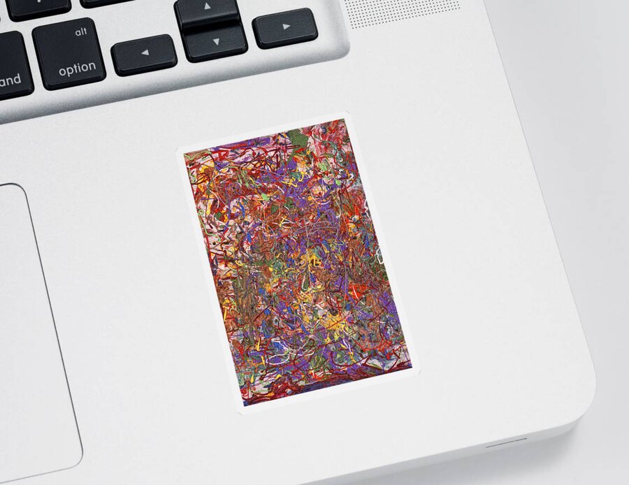 Abstract Sticker featuring the photograph Abstract - Fabric Paint - String Theory by Mike Savad