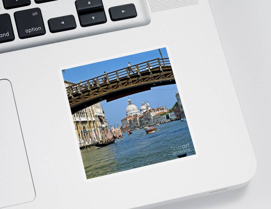 Venice Sticker featuring the photograph Accademia Bridge in Venice Italy by Heiko Koehrer-Wagner