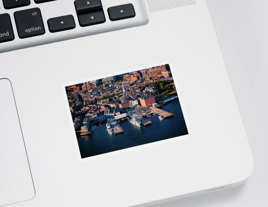 Photography Sticker featuring the photograph Aerial Morning View Of Boston by Panoramic Images