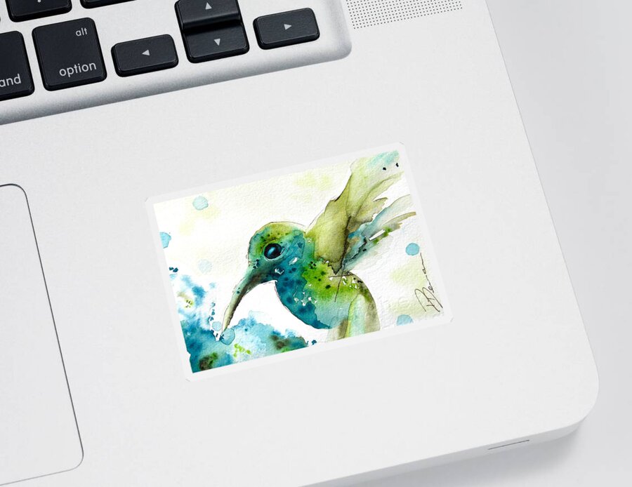 Hummingbird Sticker featuring the painting After the Rain by Dawn Derman