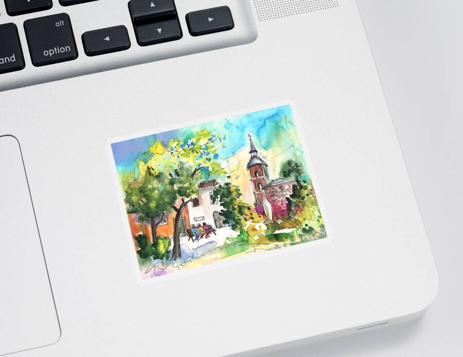 Travel Sticker featuring the painting Alcazar de San Juan 03 by Miki De Goodaboom