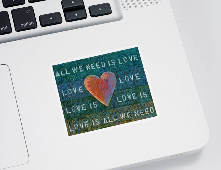 Single Red Heart Sticker featuring the mixed media All We Need is Love 1 by Gerry High