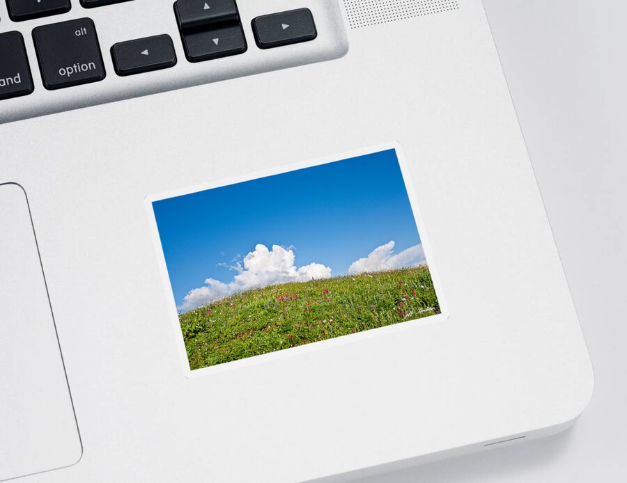 Alpine Sticker featuring the photograph Alpine Meadow and Cloud Formation by Jeff Goulden