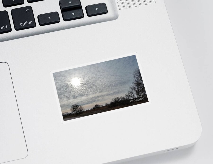 Branched Oak Lake Sticker featuring the photograph AltoCumulus Sun by Caryl J Bohn