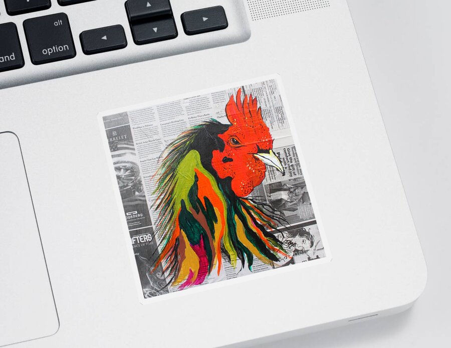 Rooster Sticker featuring the painting Amadeo the Tuscan Rooster by Janice Pariza