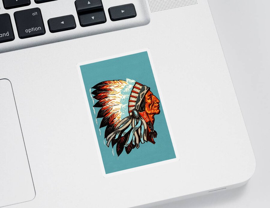 Indian Sticker featuring the photograph American Indian Chief Profile by Doc Braham