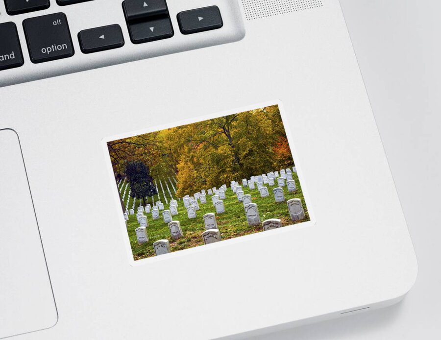 Cemetery Sticker featuring the photograph An Autumn Day in Arlington by Paul W Faust - Impressions of Light