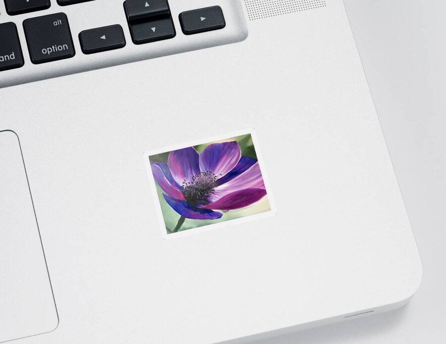 Floral Sticker featuring the painting Anemone Coronaria by Claudia Goodell