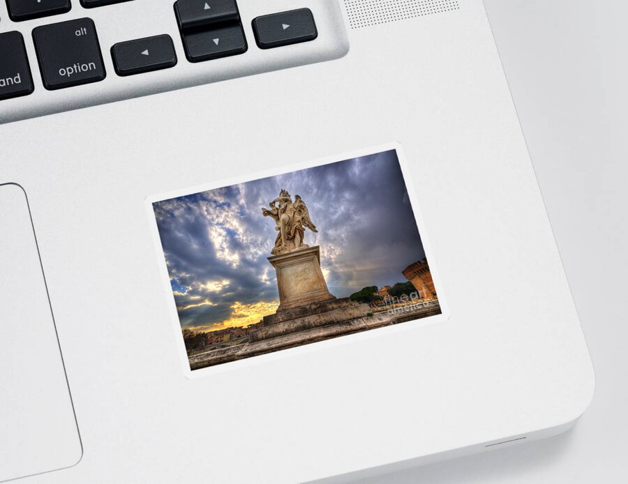 Yhun Suarez Sticker featuring the photograph Angel of Castel Sant Angelo by Yhun Suarez