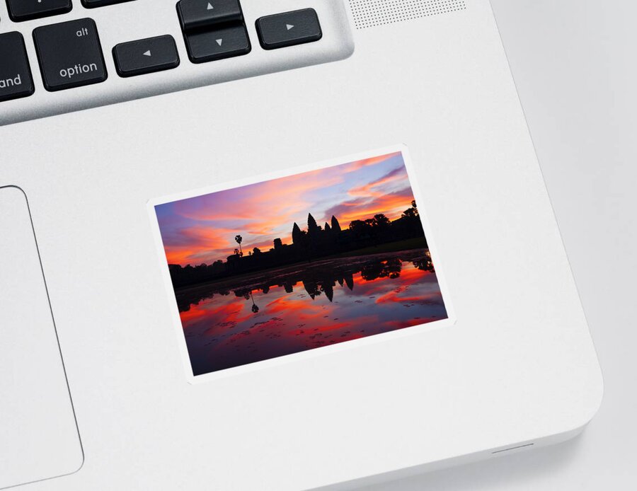 Angkor Wat Sticker featuring the photograph Angkor Wat Sunrise by Alexey Stiop