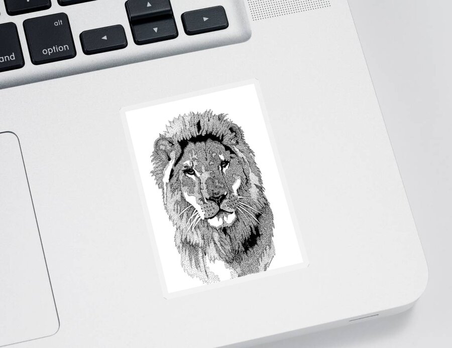 Lions Sticker featuring the painting Animal Prints - Proud Lion - By Sharon Cummings by Sharon Cummings