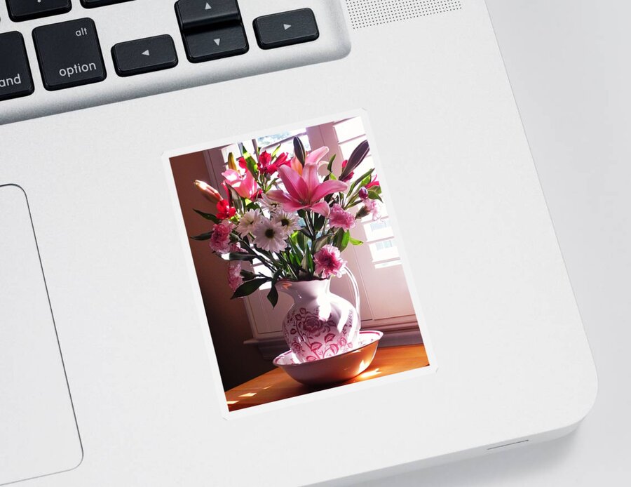 Flowers Sticker featuring the photograph Another Grandma's Pitcher with Flowers by Patricia Greer