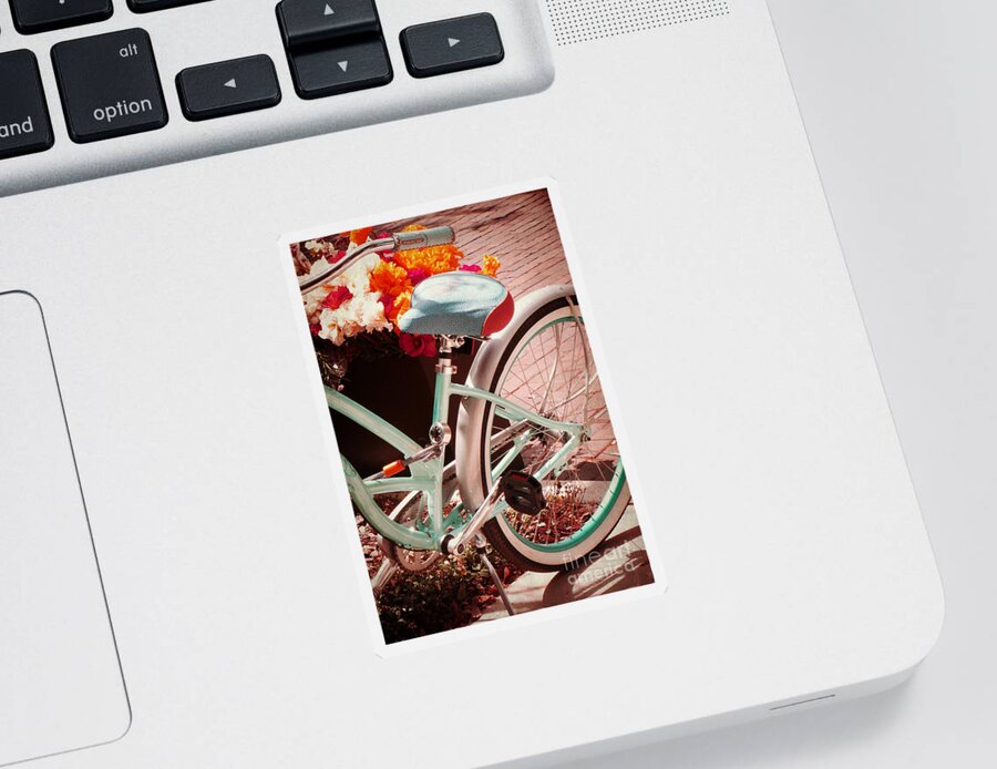 Aqua Sticker featuring the digital art Aqua Bicycle by Valerie Reeves