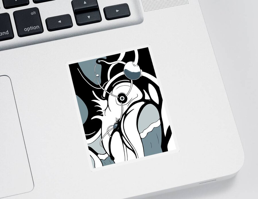 Beaker Sticker featuring the digital art Aqua Grid by Craig Tilley