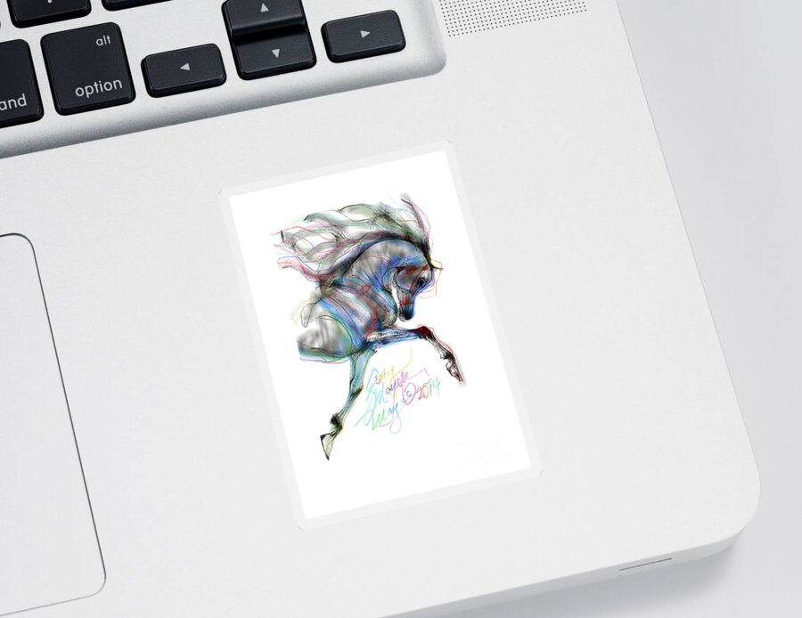 Arabian Horse Sticker featuring the digital art Arabian Horse Trotting in Air by Stacey Mayer