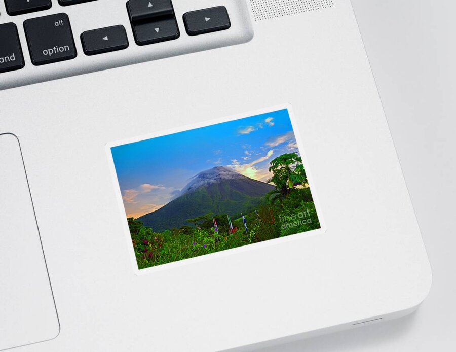 Arenal Sticker featuring the photograph Arenal Volcano Costa Rica by Gary Keesler