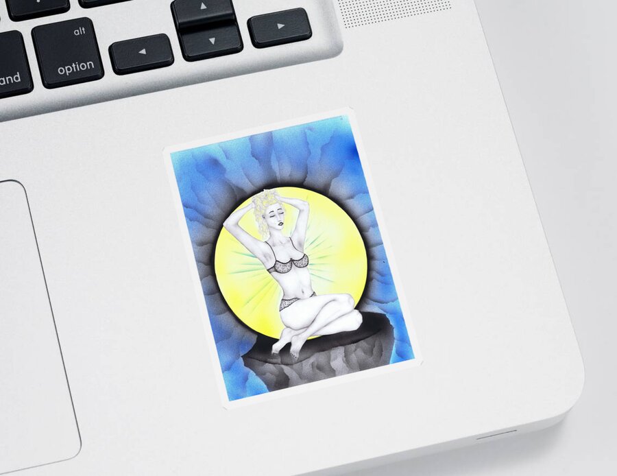 Erotic Sticker featuring the drawing Aura by Kenneth Clarke