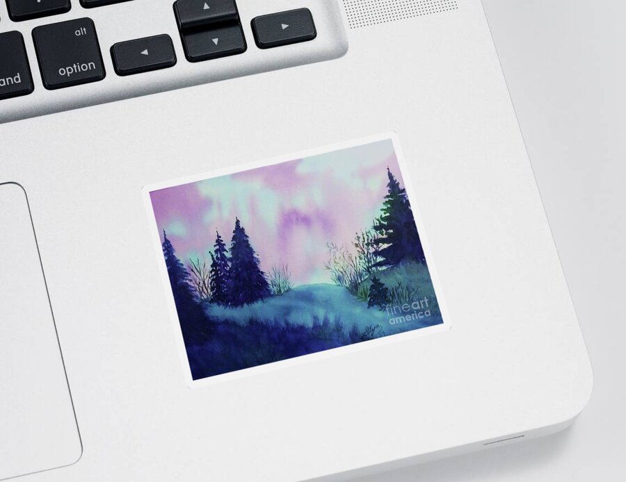 Aurora Sticker featuring the painting Aurora Borealis I by Ellen Levinson