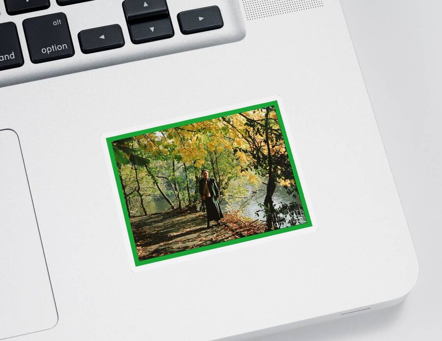 Hesketh Park Sticker featuring the photograph Autumn Glory at The Lakeside by Joan-Violet Stretch