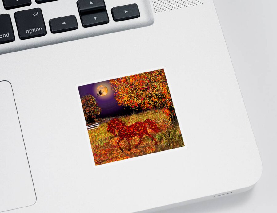 Halloween Sticker featuring the painting Autumn Horse Bewitched by Michele Avanti