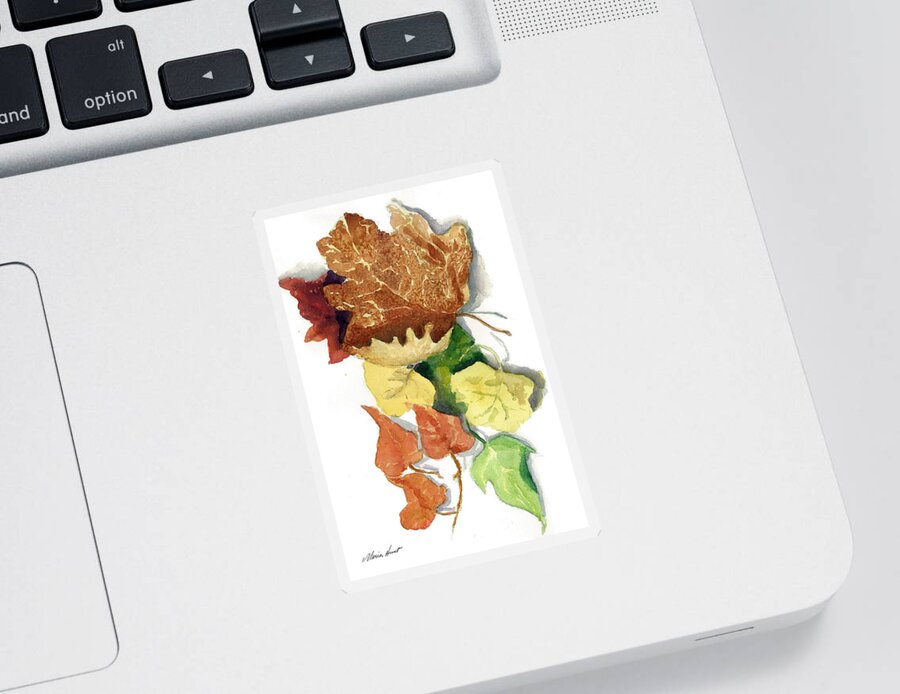 Nature Sticker featuring the painting Autumn Leaves by Maria Hunt