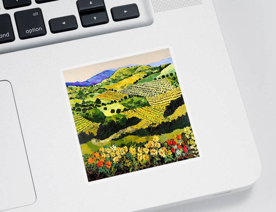 Landscape Sticker featuring the painting Autumn Remembered by Allan P Friedlander