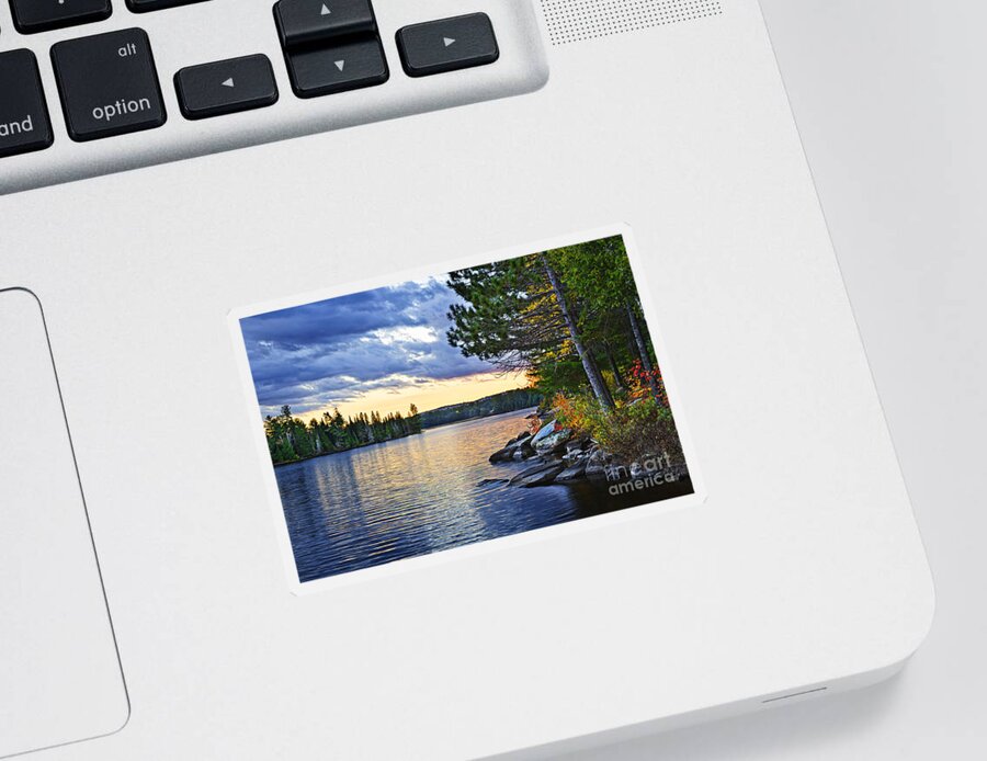 Sunset Sticker featuring the photograph Autumn sunset at lake by Elena Elisseeva
