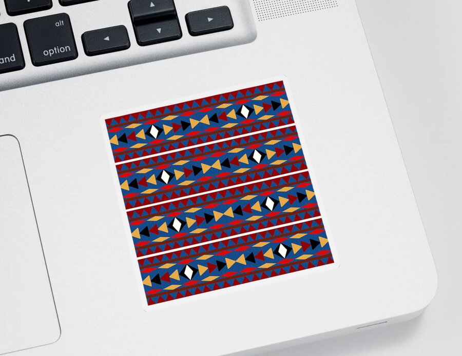 Aztec Sticker featuring the mixed media Aztec Blue Pattern by Christina Rollo