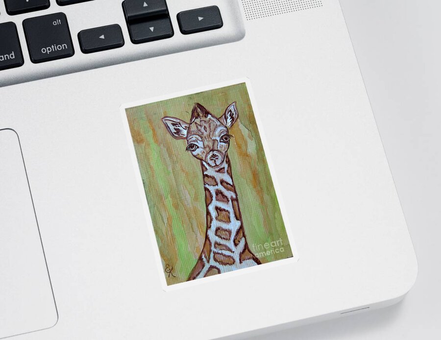 Baby Sticker featuring the painting Baby Longneck Giraffe by Ella Kaye Dickey