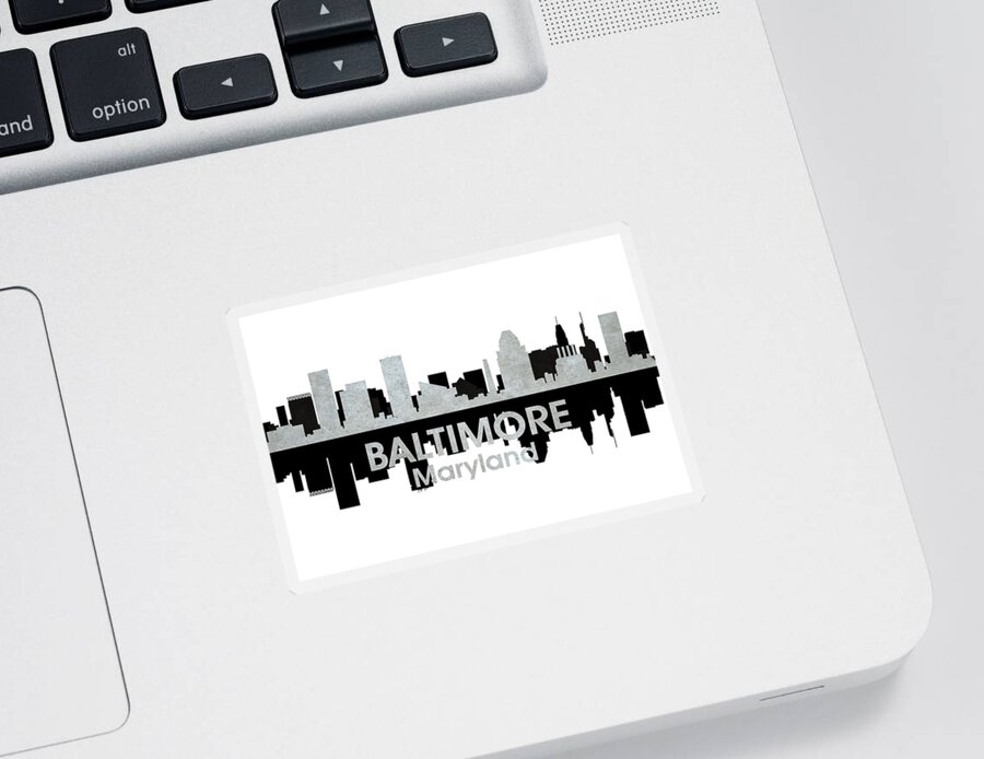 City Silhouette Sticker featuring the digital art Baltimore MD 4 by Angelina Tamez