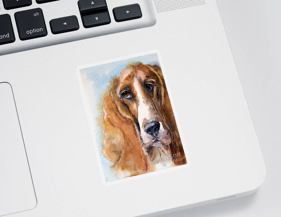 Dog Sticker featuring the painting Basset Hound by Judith Levins