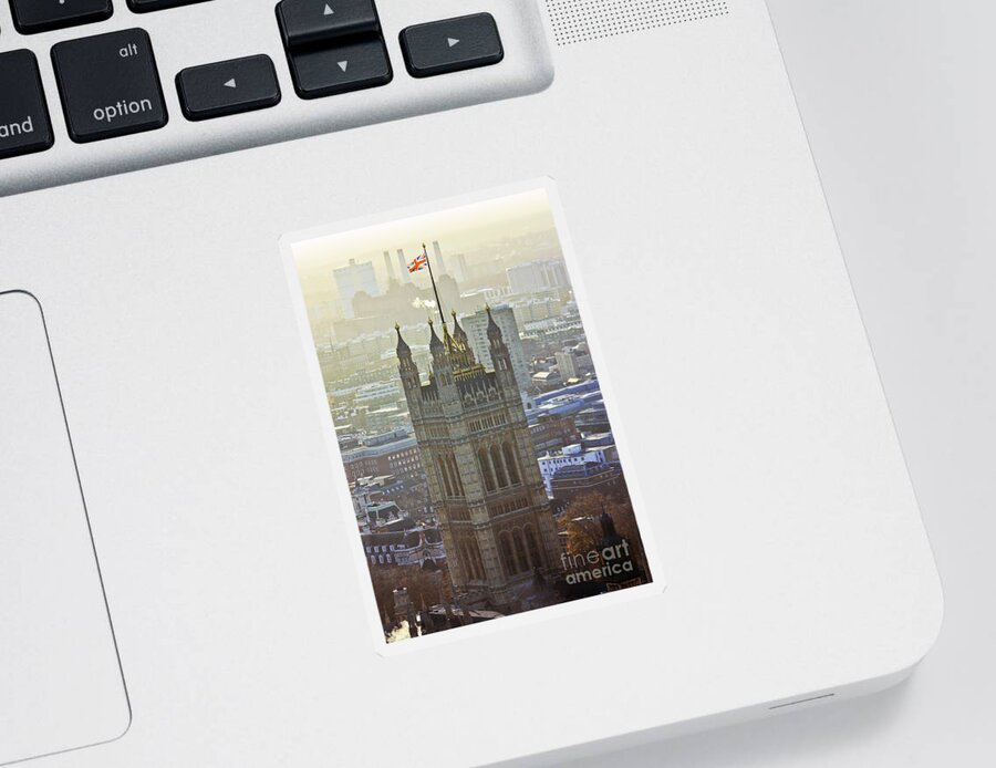 London Sticker featuring the photograph Battersea Power Station and Victoria Tower London by Terri Waters