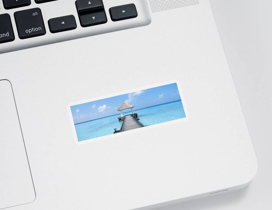 Photography Sticker featuring the photograph Beach & Pier The Maldives by Panoramic Images