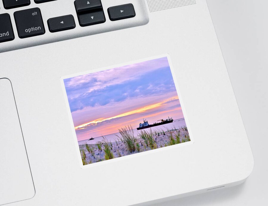 Nature Sticker featuring the photograph Beautiful Sunrise at the Beach by Kim Bemis