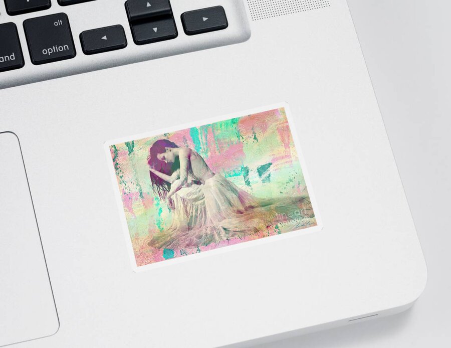 Girl Sticker featuring the digital art Beautiful like a rainbow by Linda Lees