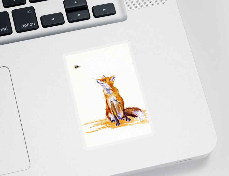Fox Sticker featuring the painting Bee Enchanted - Fox by Debra Hall