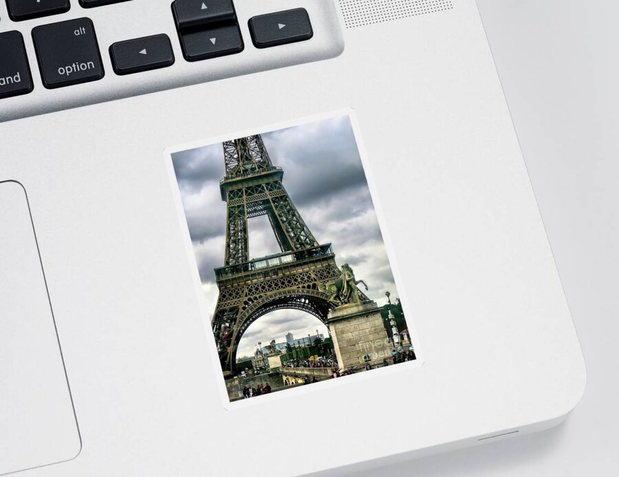 Paris Sticker featuring the photograph Beneath the Eiffel Tower by Jennie Breeze