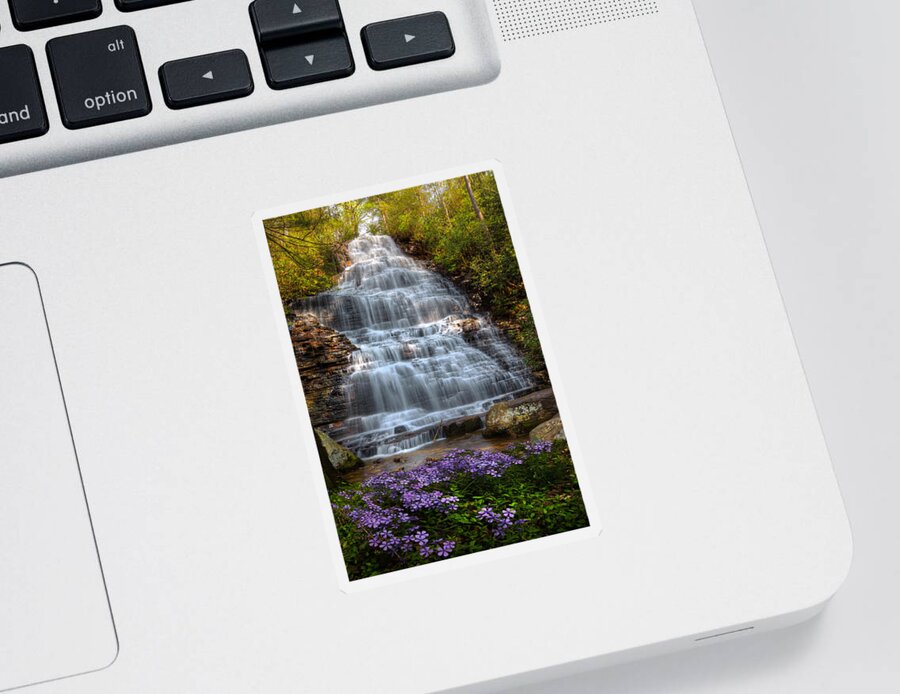 Appalachia Sticker featuring the photograph Benton Falls in Spring by Debra and Dave Vanderlaan